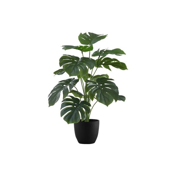 Black Green 24-Inch Monstera Indoor Table Potted Real Touch Artificial Plant, image 1